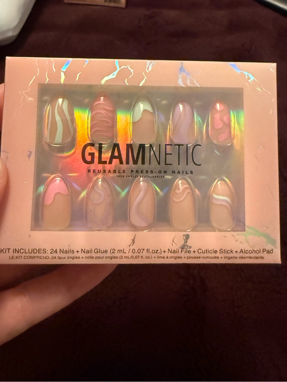 Glamnetic Wild Card Short Almond Press-On Nails — Abstract Pastel Prints